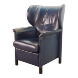 Wittmann Petrol Soft Leather Wing Chair Designed Model Aura  by Paolo Piva