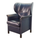Wittmann Petrol Soft Leather Wing Chair Designed Model Aura  by Paolo Piva