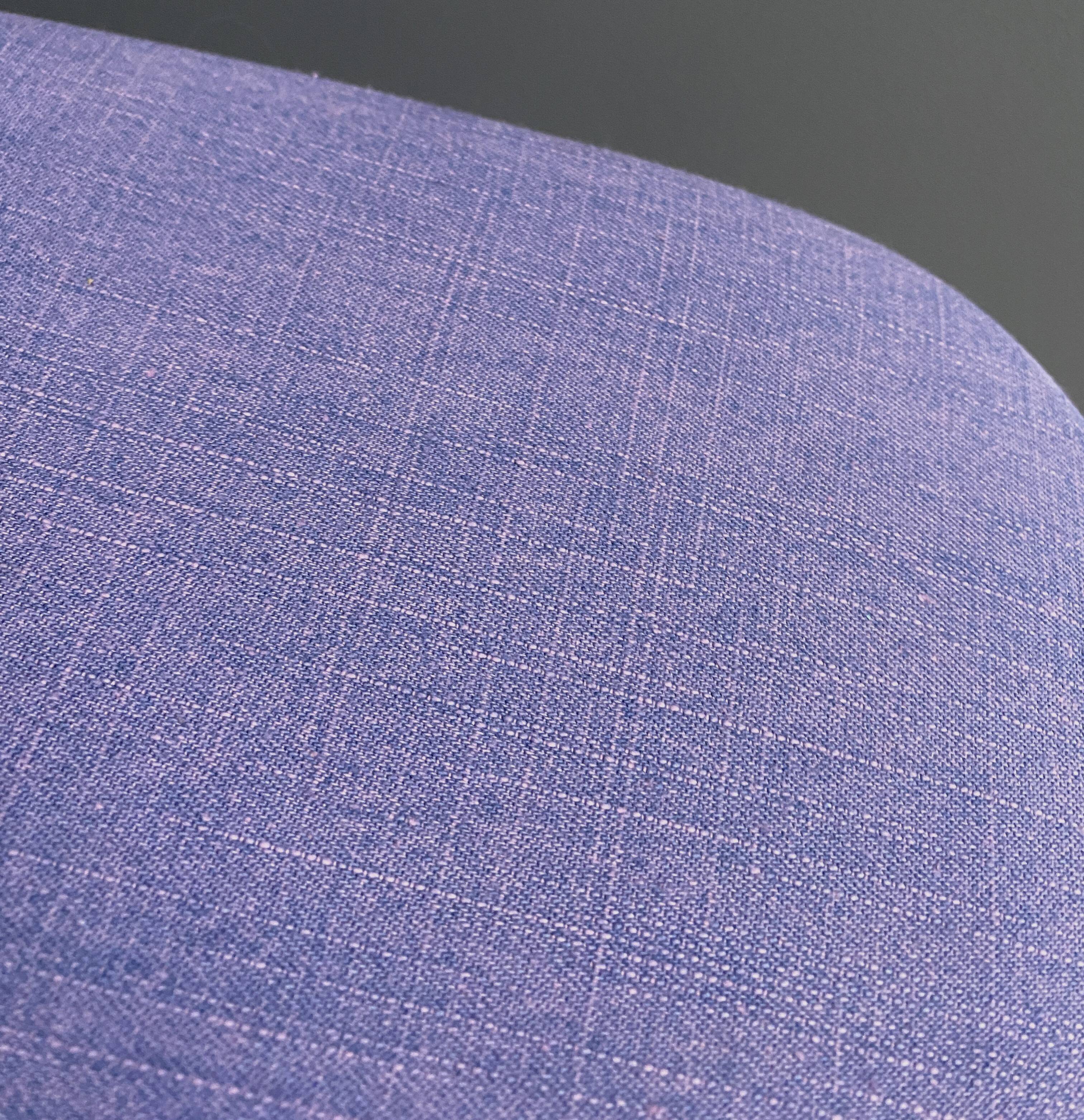 set of 6 kitchen chairs, wood and purple upholstery 1960s