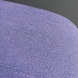 set of 6 kitchen chairs, wood and purple upholstery 1960s