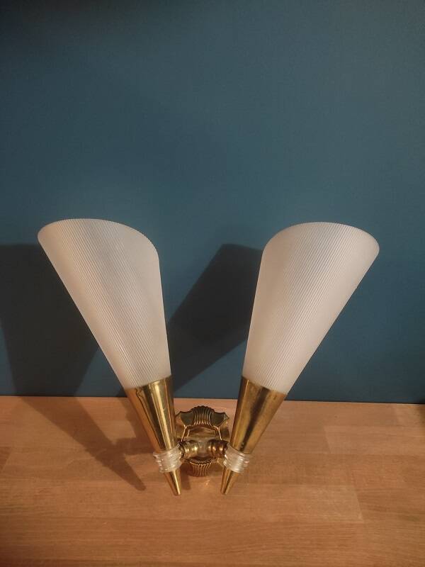 Wall lamp lampshade art deco type brass support old tulip dp 0322105