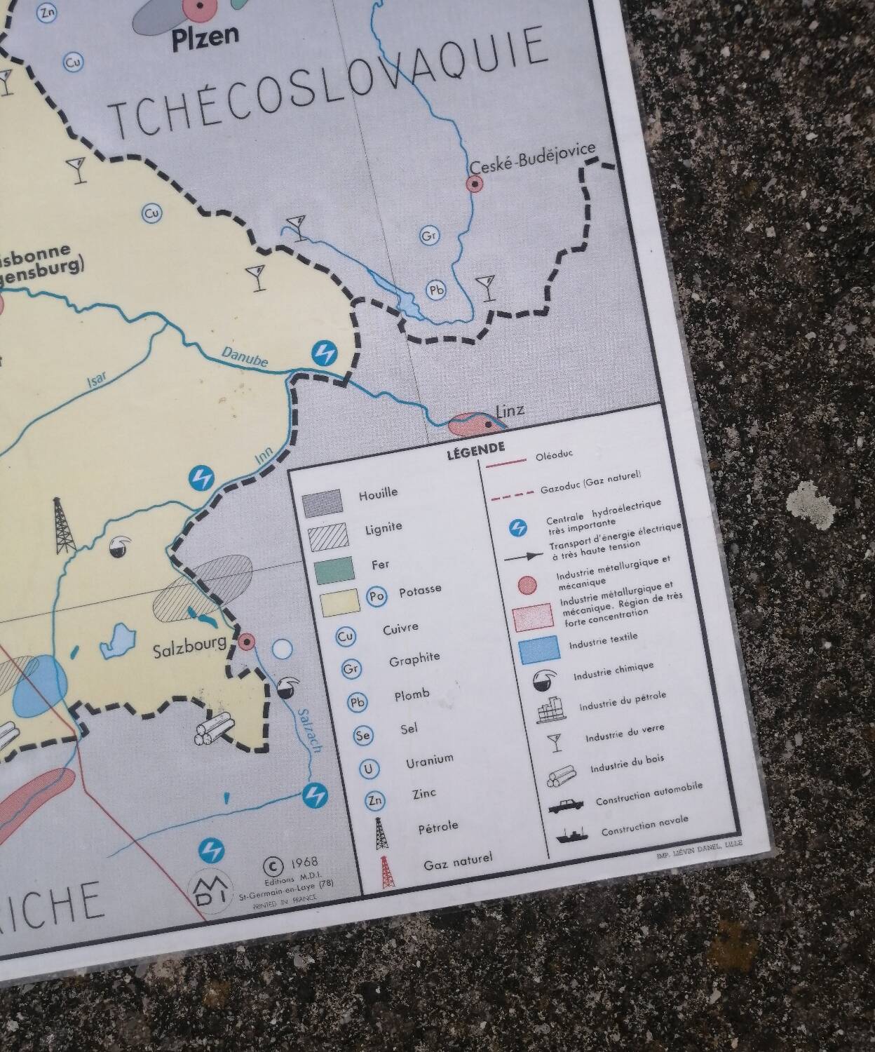 Old MDI Map of Germany Vintage Physical and Political.