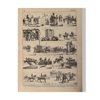 Lithograph engraving on horse races of 1897
