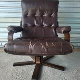 Fauteuil relax relaxant pivotant basculant scandinave en cuir