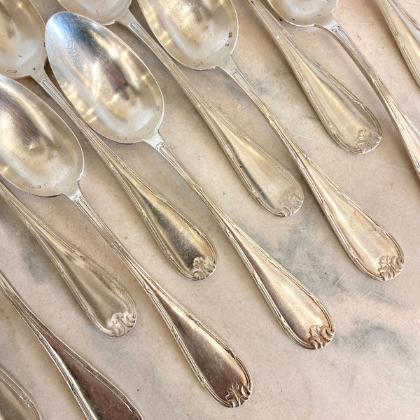 Series of 11 large old spoons, silver metal