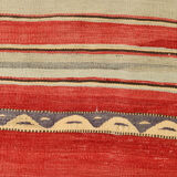 Red & beige wool kilim rug 237x142cm