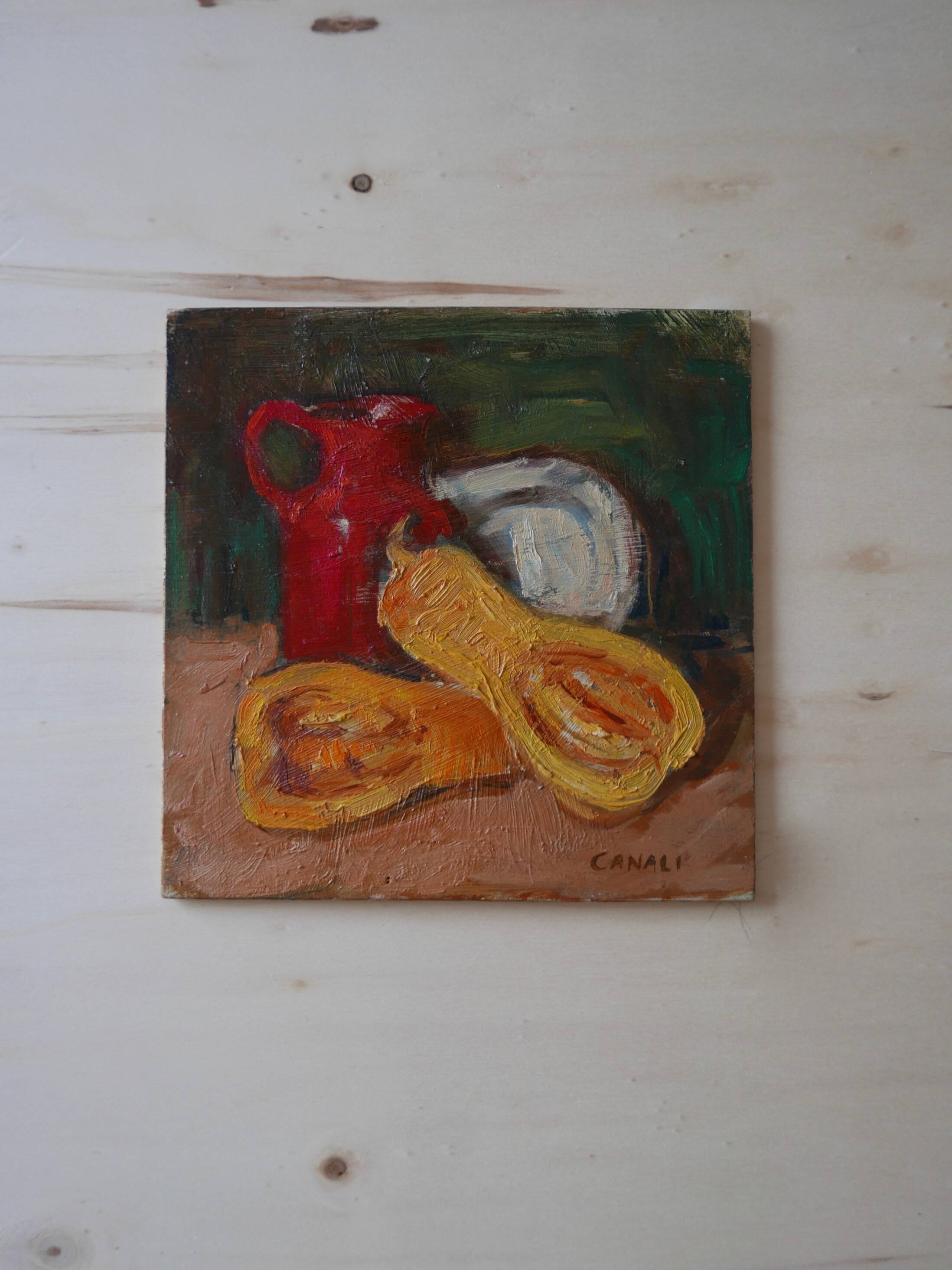 Still life, oil on wood