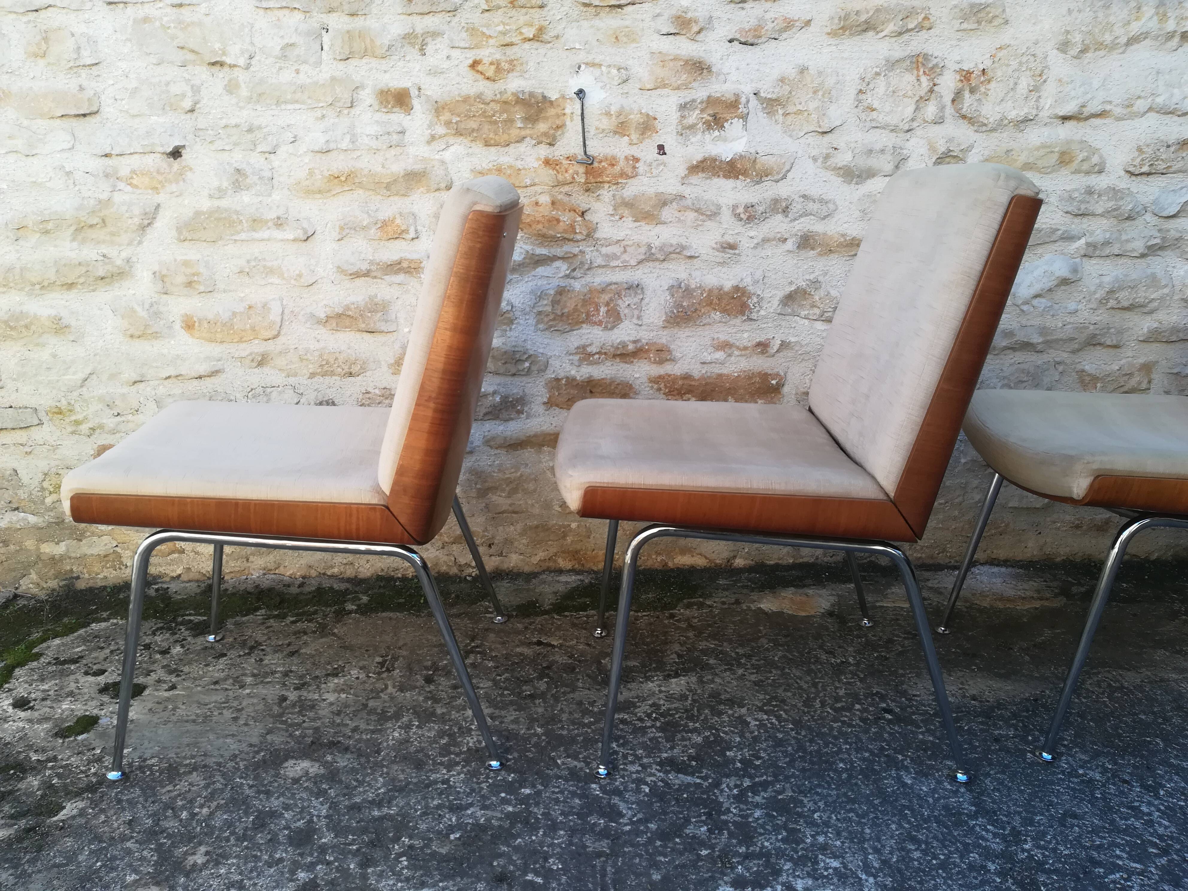 Wooden and fabric shell chairs