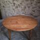 Rustic French antique dining table, drop-leaf table in cherry wood, circa 1900.