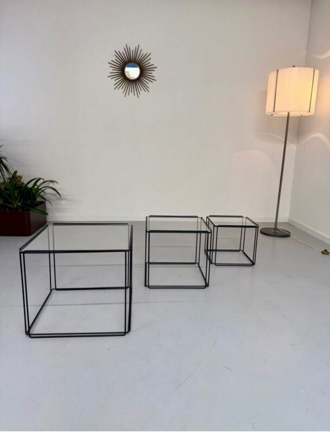 Lot of 3 vintage 1970s design nesting coffee tables by Max Sauze.