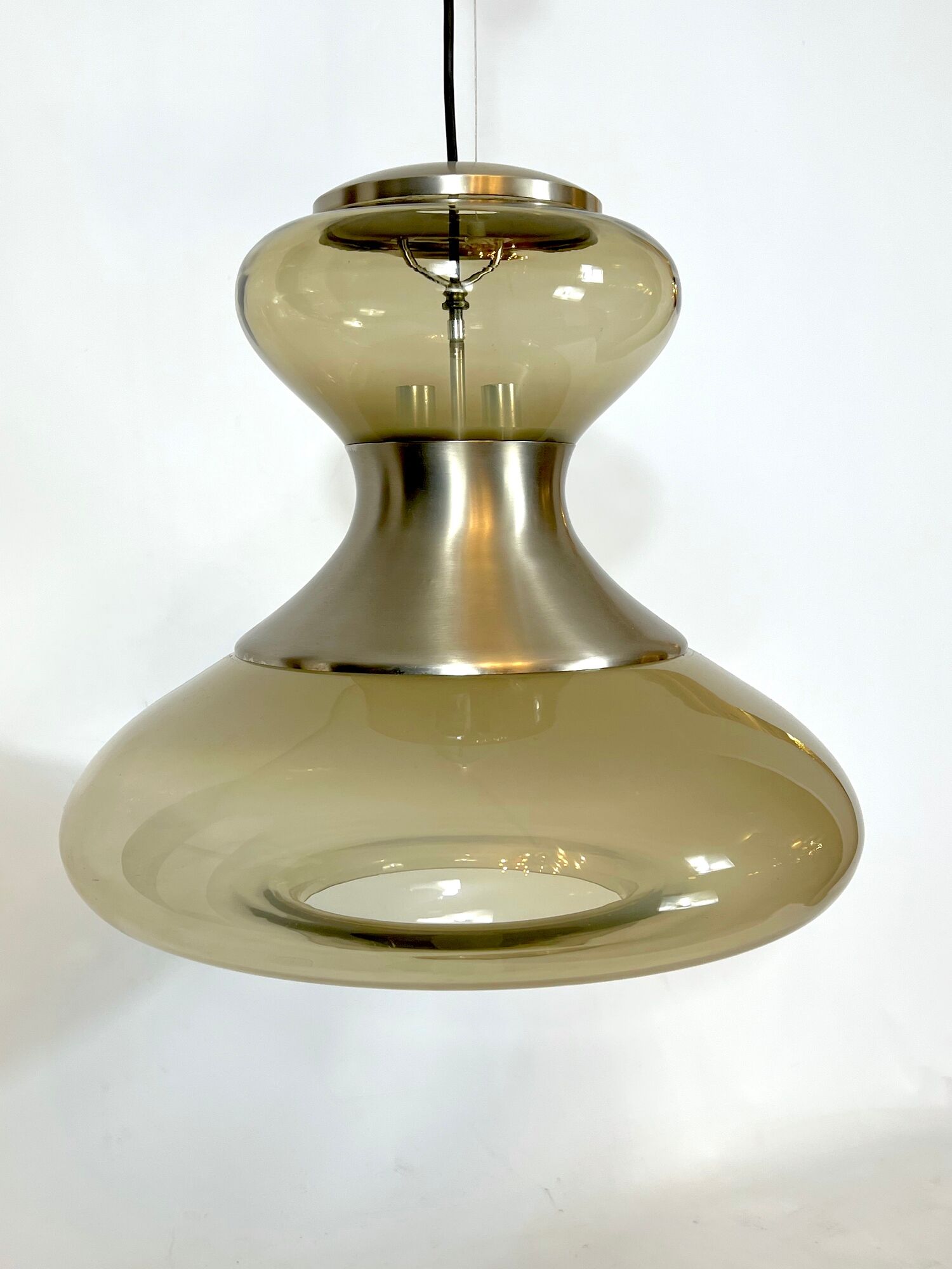 Stilux Milano, large metal and murano glass chandelier from 60s