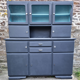 Vintage Mado sideboard, grey restyled, blue interior, 50s