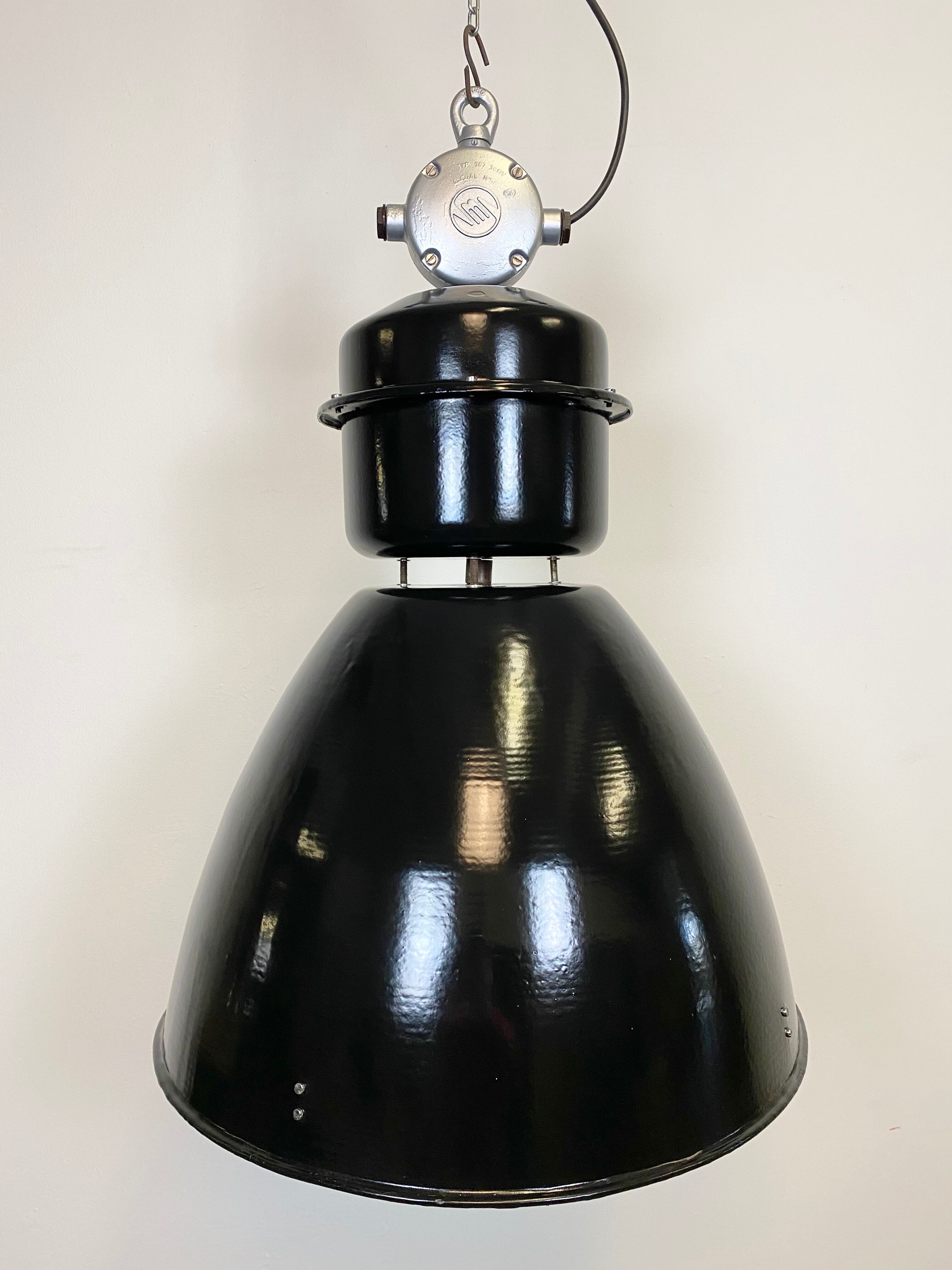 Black industrial factory lamp from Elektrosvit, 1960s