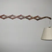 Large concertina scissor wall light in teak by Eric Hansen  Denmark 1960s