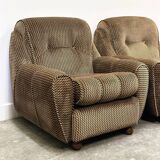 Pair of Italian lounge chairs, original upholstery. Italy, 1970s.