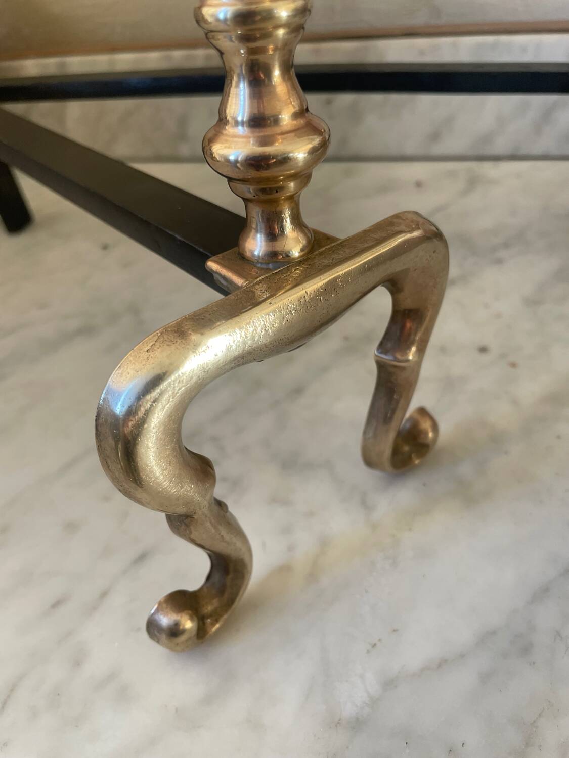Old pair of brass andirons