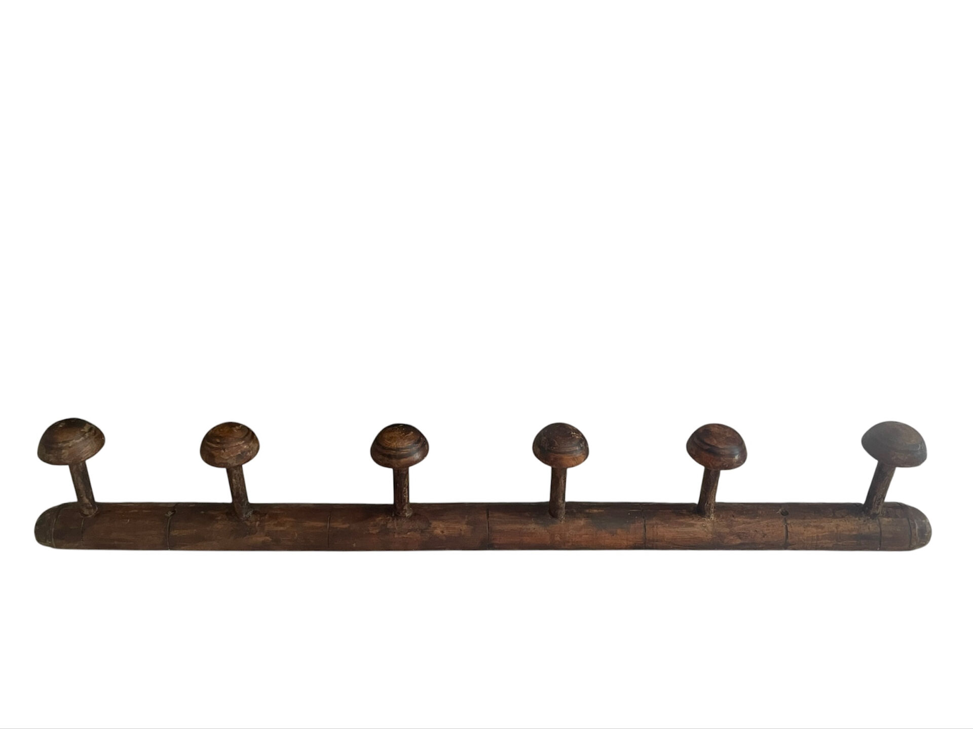 Wall-mounted wooden coat rack with 6 hooks