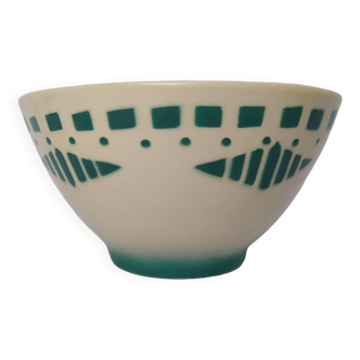 Bowl from the french manufacturer luneville, graphic green decoration. vintage.