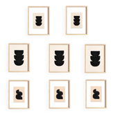 Collection de 8 peintures sur papier encadrées signées Eawy