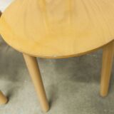 Set of 3 minimalist chairs in light wood, 1980s Italy