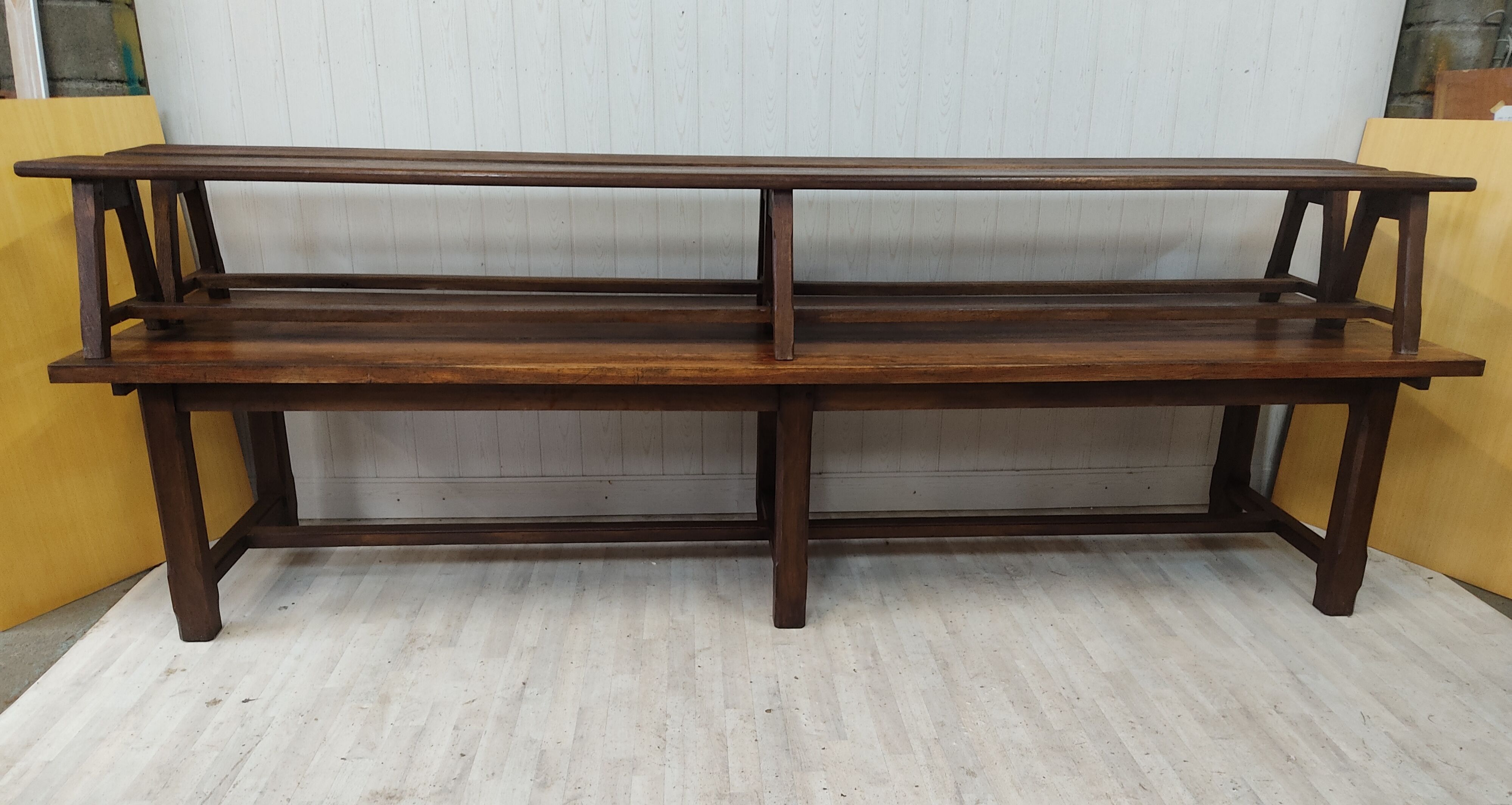 Farmhouse table 3m60 extendable solid oak and its two benches