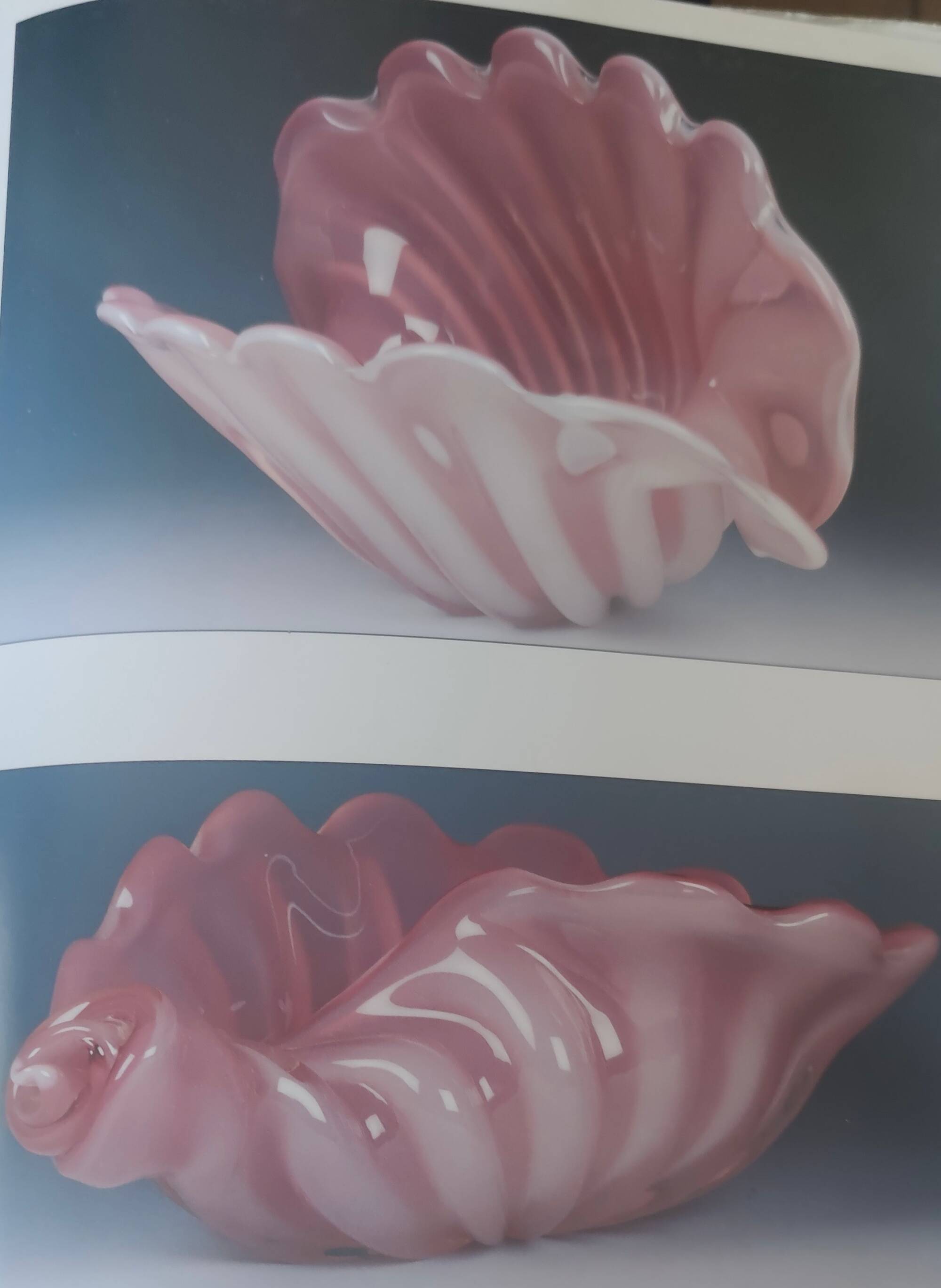 Vide poche, cendrier en opaline rose et verre Lattimo par Fratelli Toso, Italie