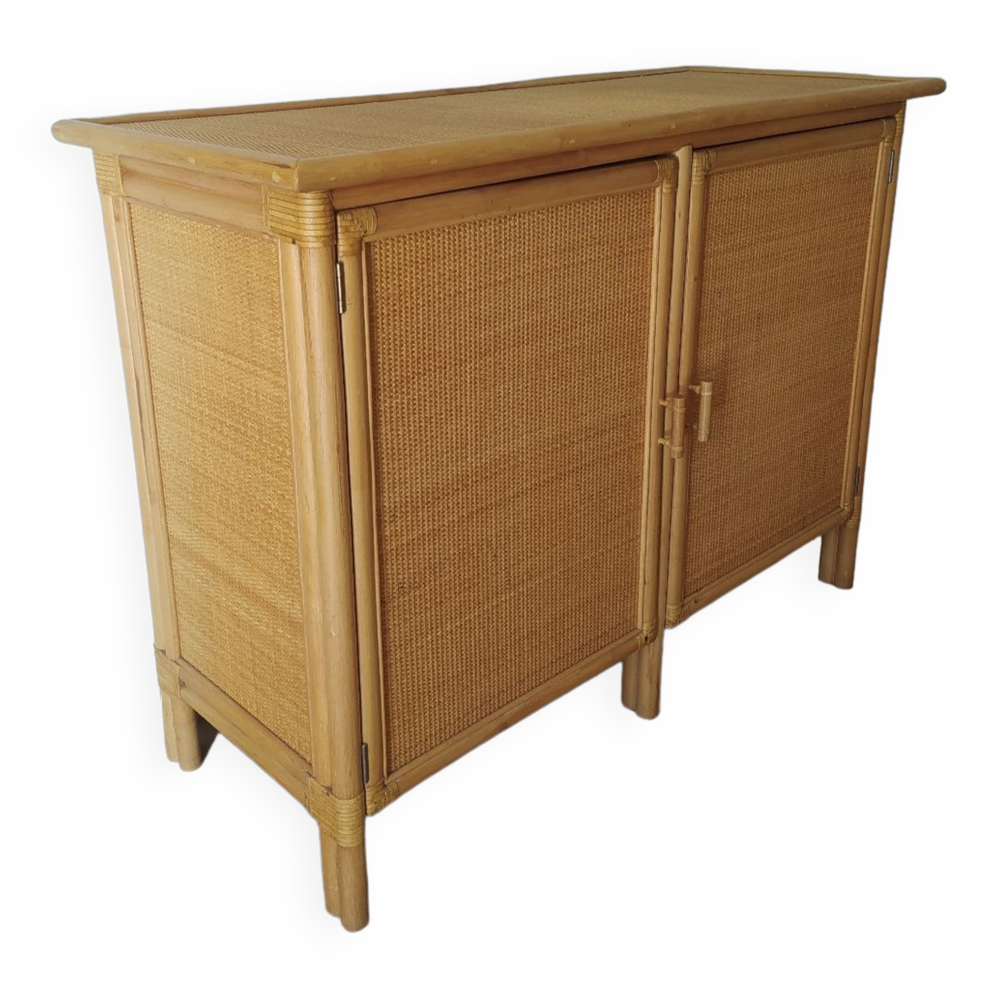 Commode en osier rotin vintage