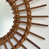 1960s rattan sun mirror.