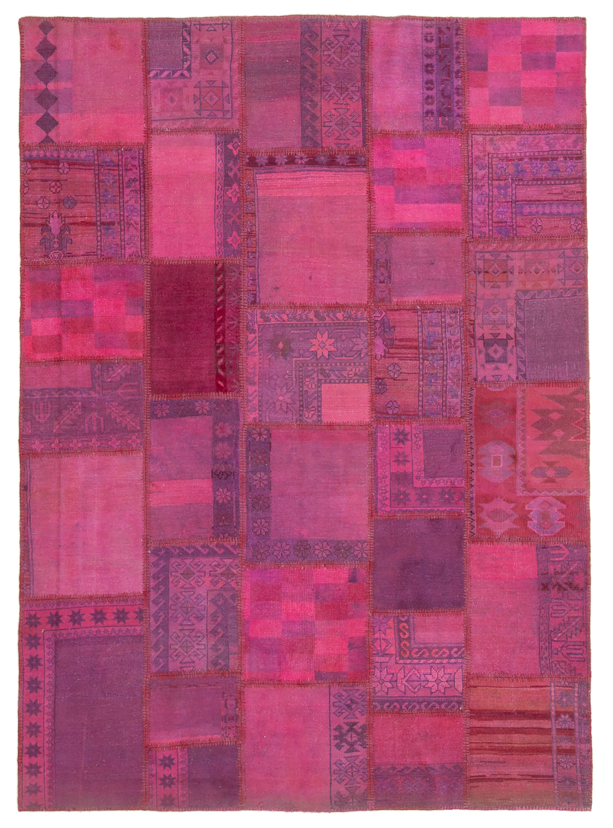 Handmade oriental 178 cm x 248 cm pink patchwork carpet