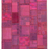 Handmade oriental 178 cm x 248 cm pink patchwork carpet