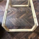 Solid wood table (pine) and glass top