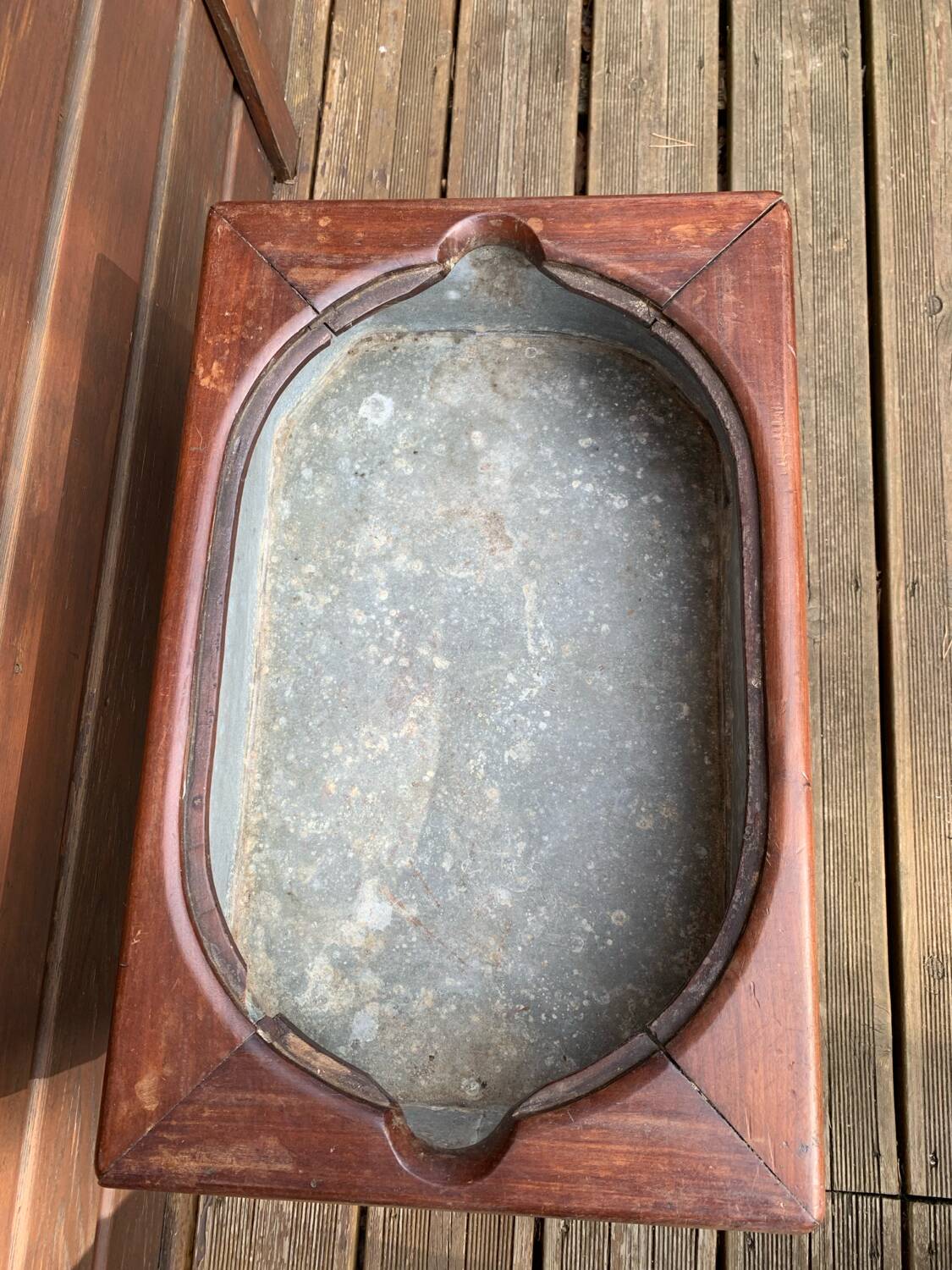 Antique bidet circa 1900, wood and porcelain