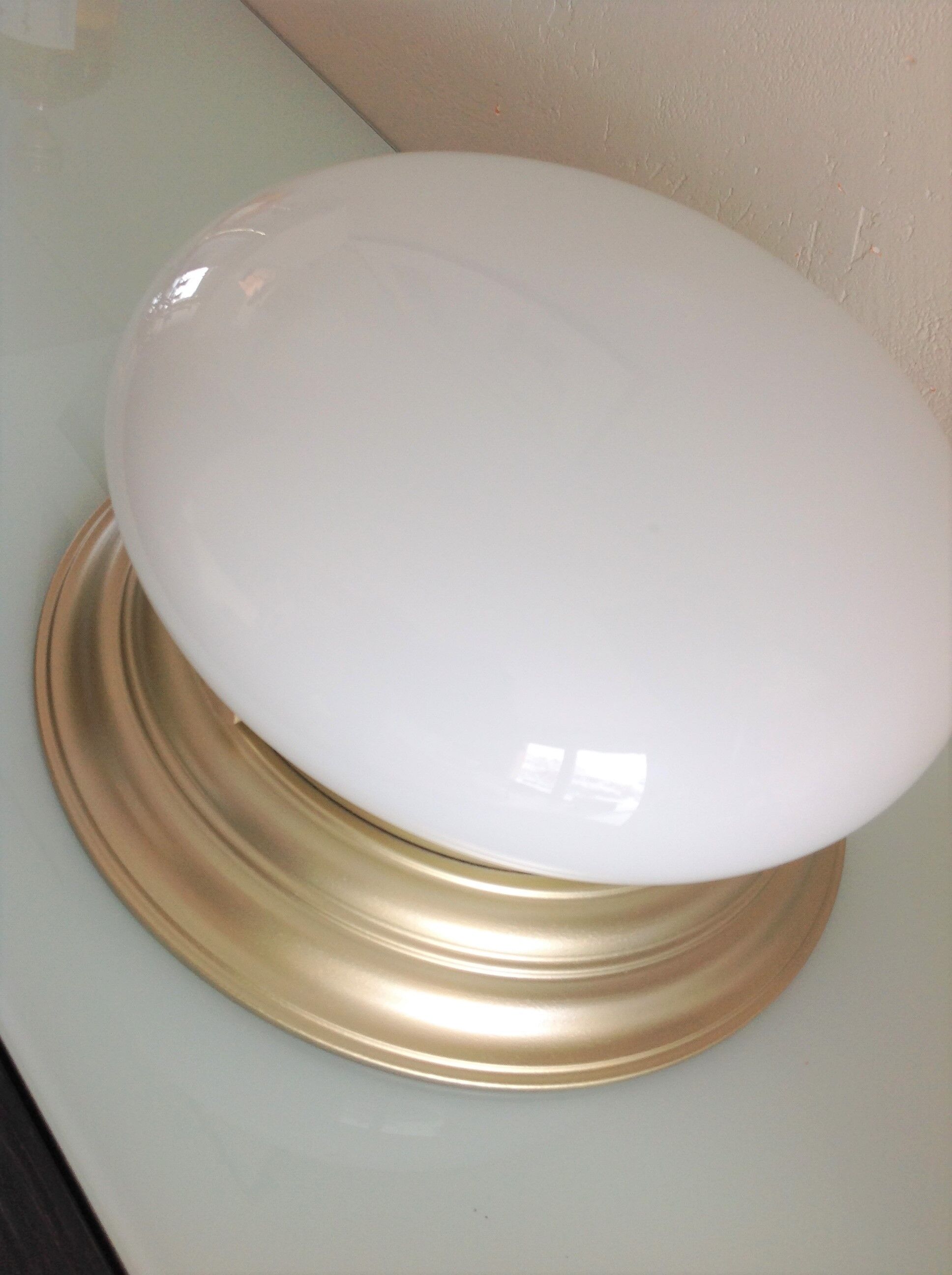 Ceiling lamp globe in white opaline and gold metal art deco style