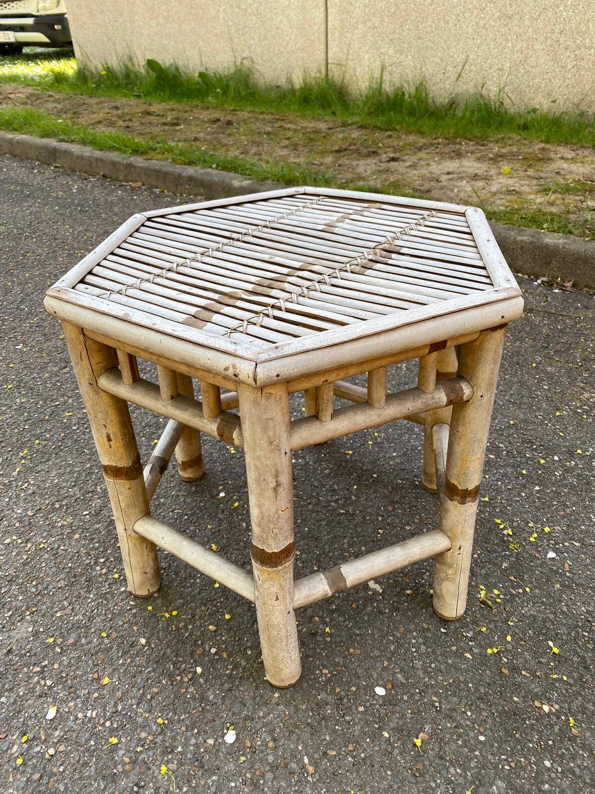 Table basse en bambou années 60