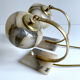 Pair of vintage art deco lamps, albatre marble brass, 30 years
