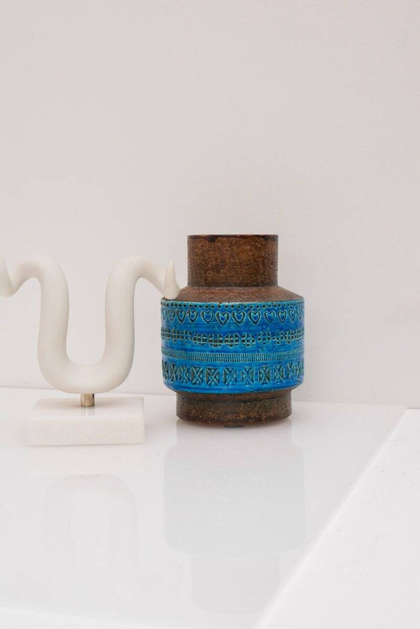 Vintage Rimini Blue Ceramic Vase by Aldo Londi for Bitossi, Italy, 1960s