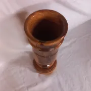 Vintage hand-turned solid olive wood vase – 1970s