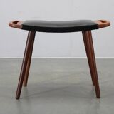 Danish mid-century teak and leatherette stool, 1960s