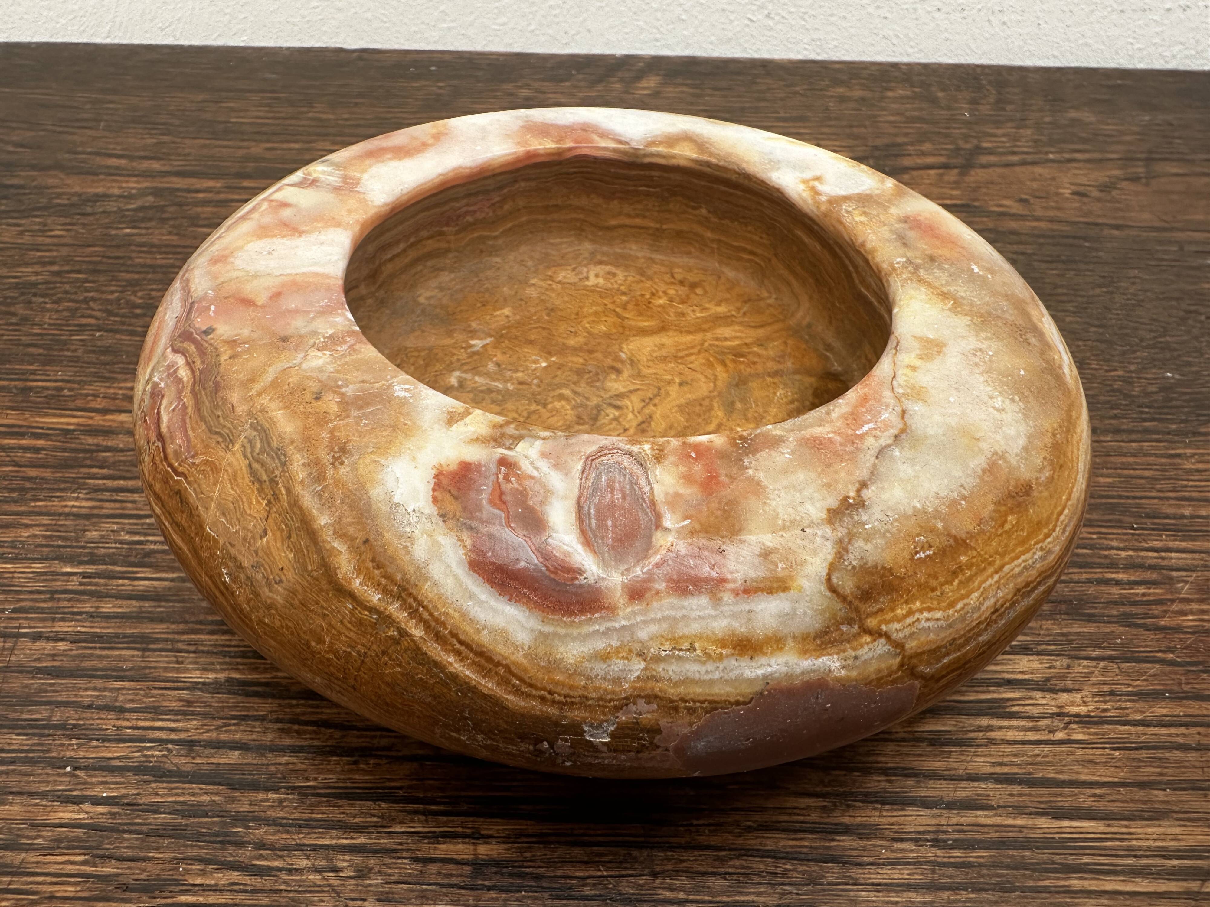 Vintage Orange Marble Ashtray Diameter 12 cm