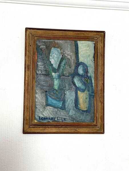 Original mid-century Swedish oil on panel – “Plant Pot” by Lennart Liljo – vintage & framed – 34 × 43 cm