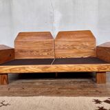 Canape seltz elm and leather design 1960