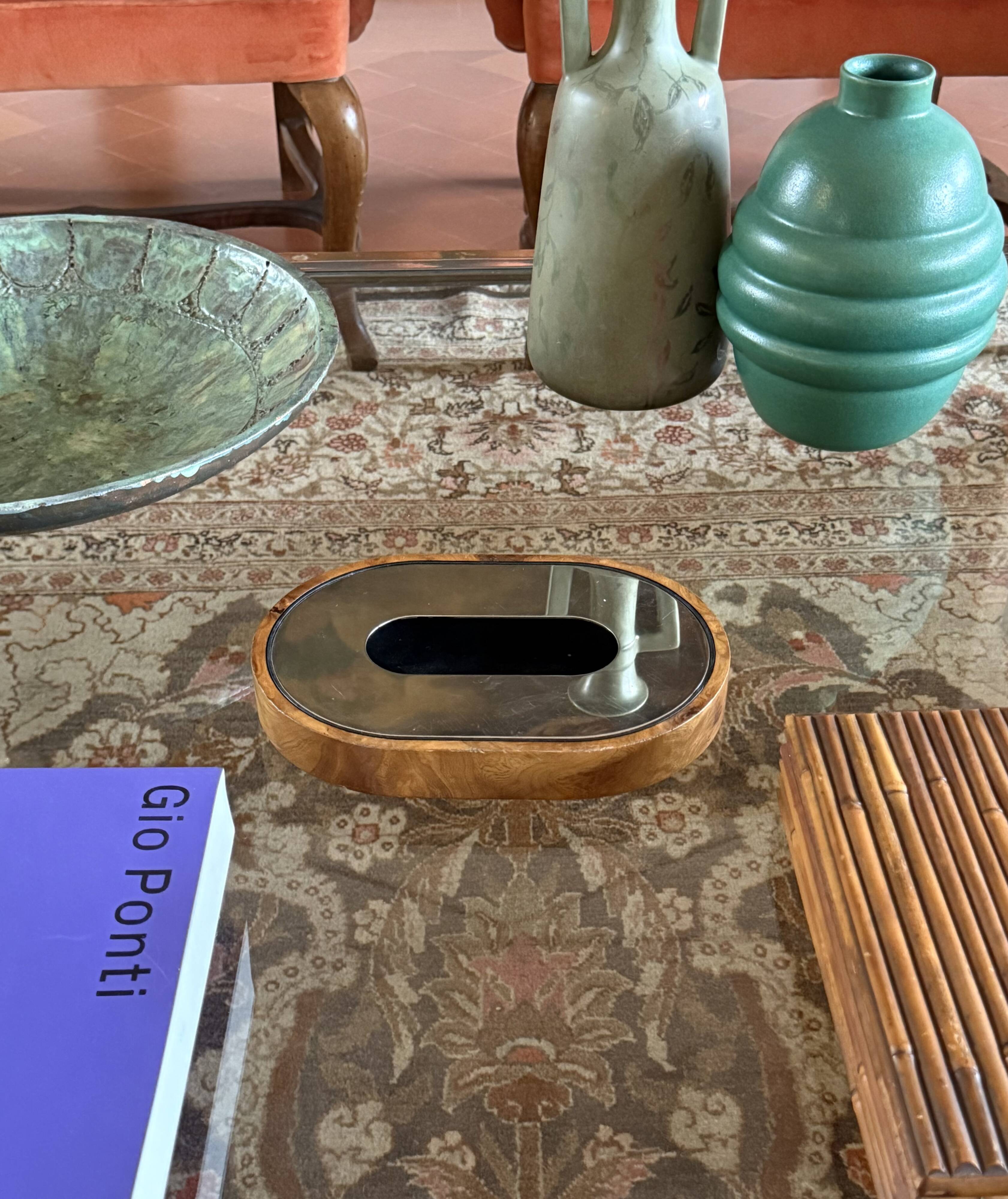 Mid-century olive wood ashtray, Italy ca. 1970