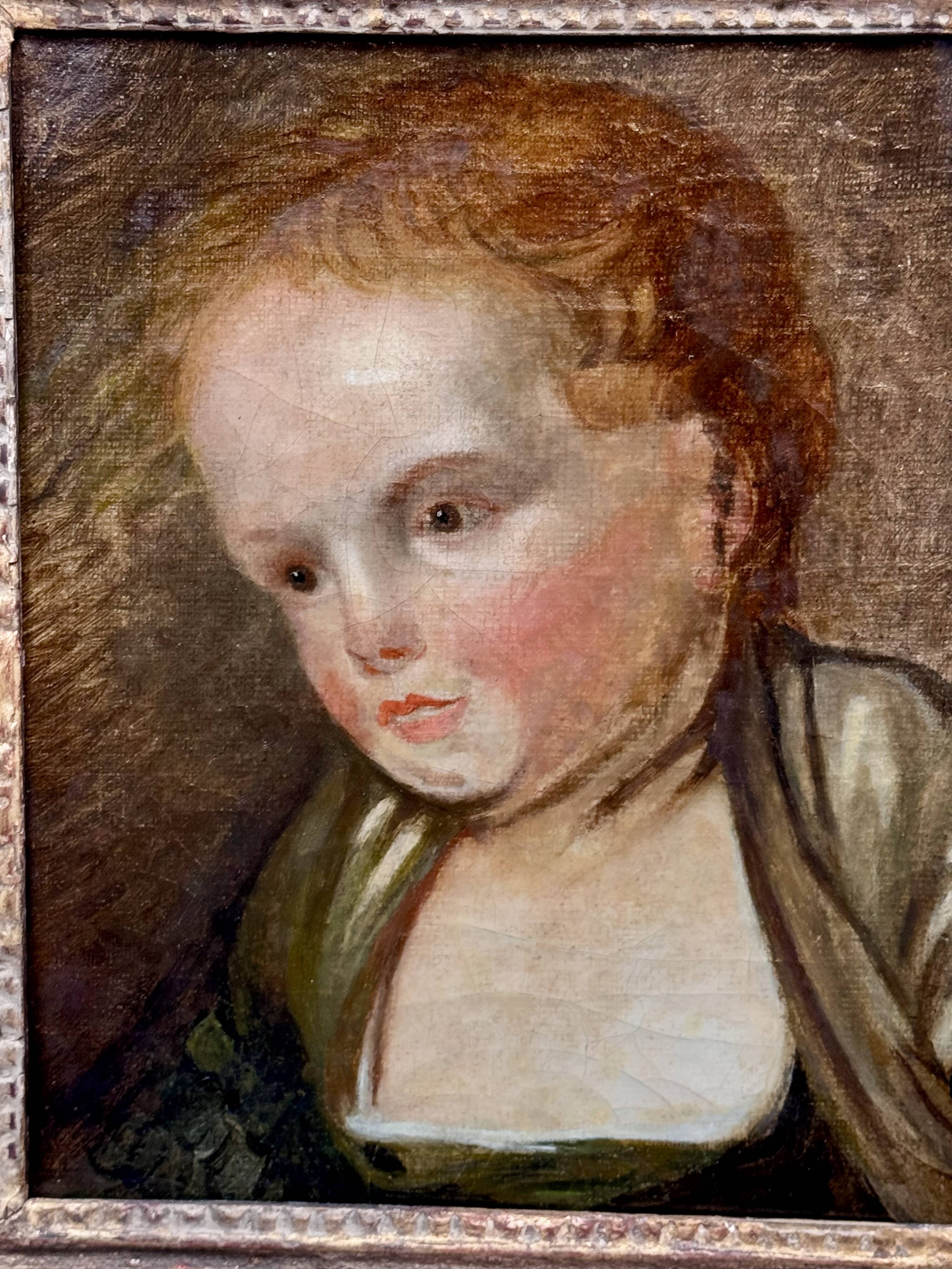 Portrait of a young girl from the 18th century.