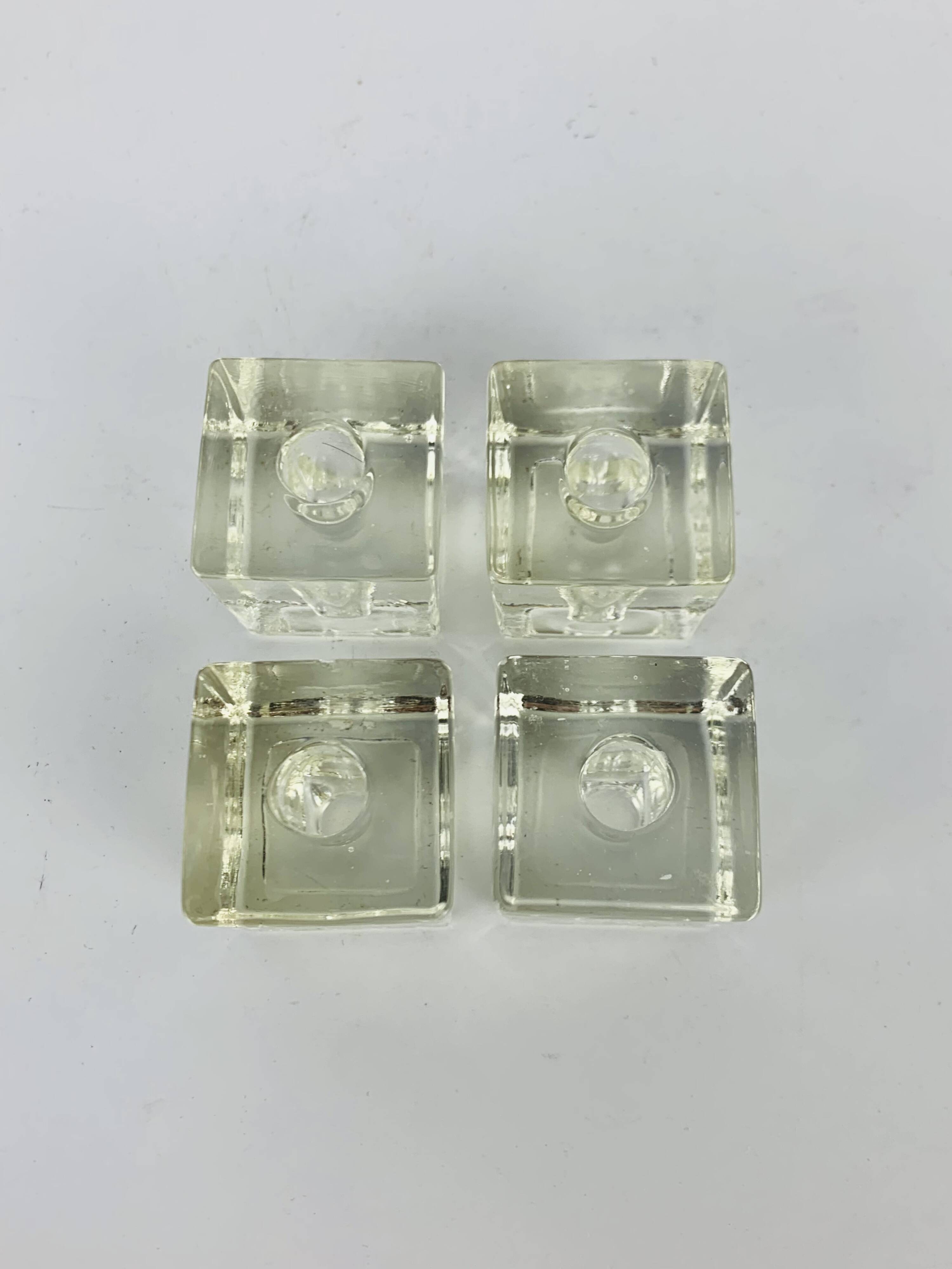 4 vintage glass ice cube candle holders