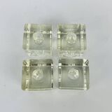 4 vintage glass ice cube candle holders
