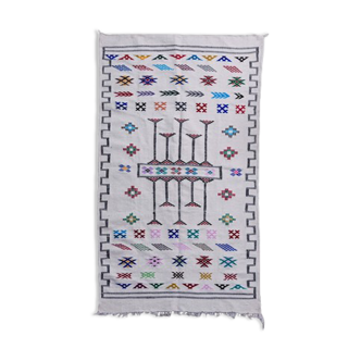 Moroccan white bohemian carpet 112x195 cm