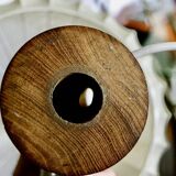 Vintage cocoon mahogany table lamp attributed to achille castiglioni 1960