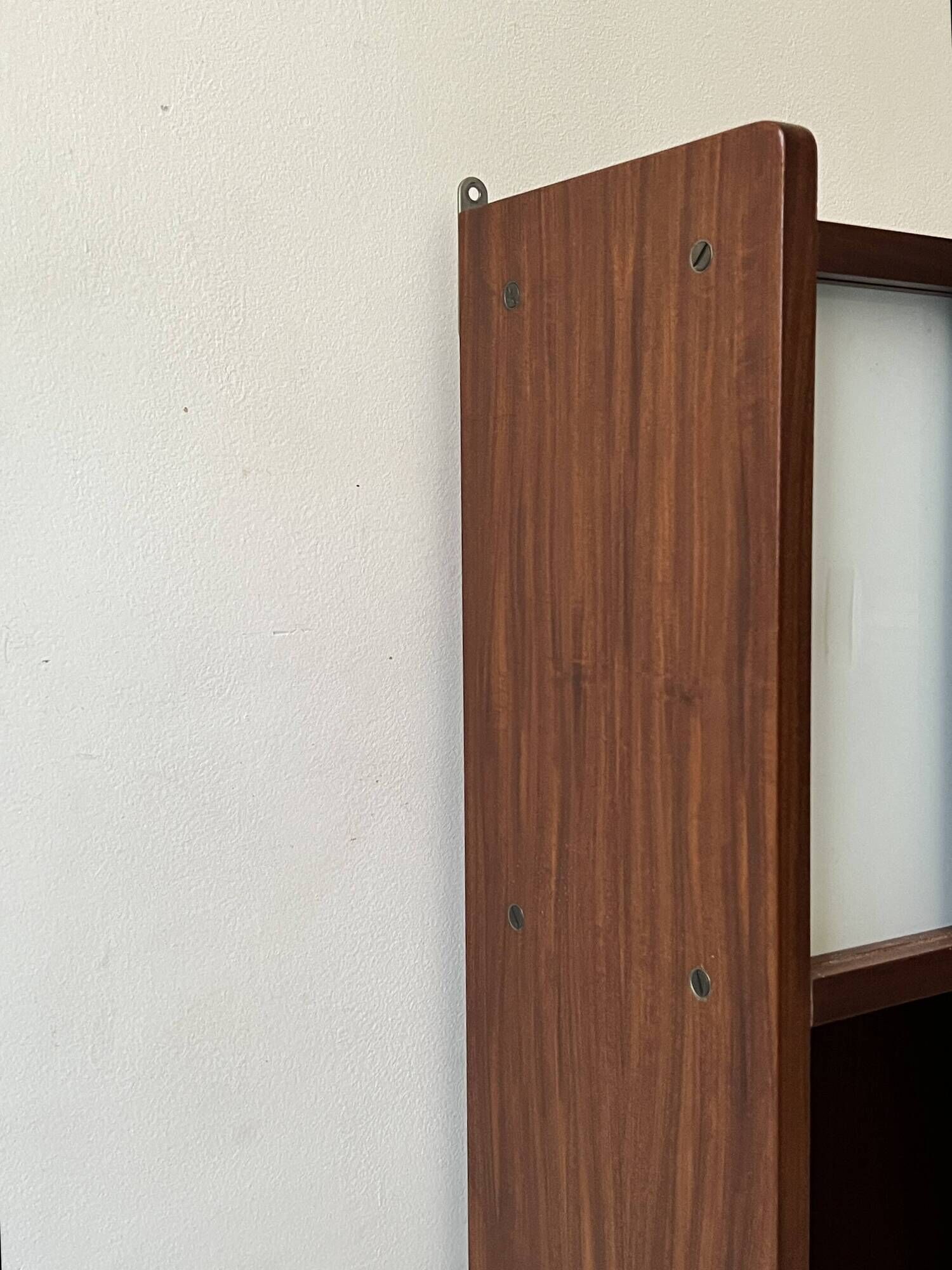 Large closed bookcase in wood and glass, Oscar Furniture design, 1950s