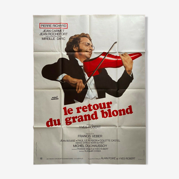 Affiche cinéma originale "Le Retour du grand blond" Pierre Richard 120x160cm 1974