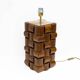 Pair of Sculptural Teak and Brass Table Lamps, Italy